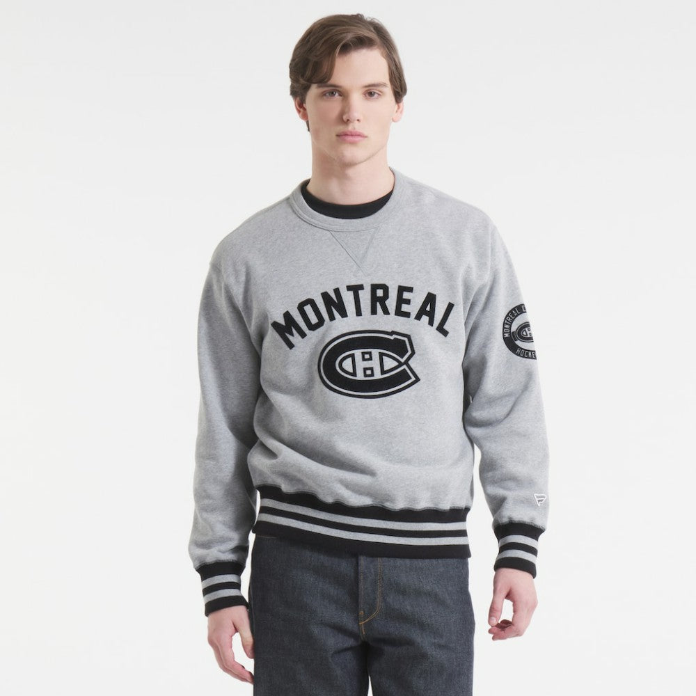 NHL Montreal Canadiens Todd Snyder by Fanatics Relaxed Canadian Fleece Crew - Athletic Heather Gray