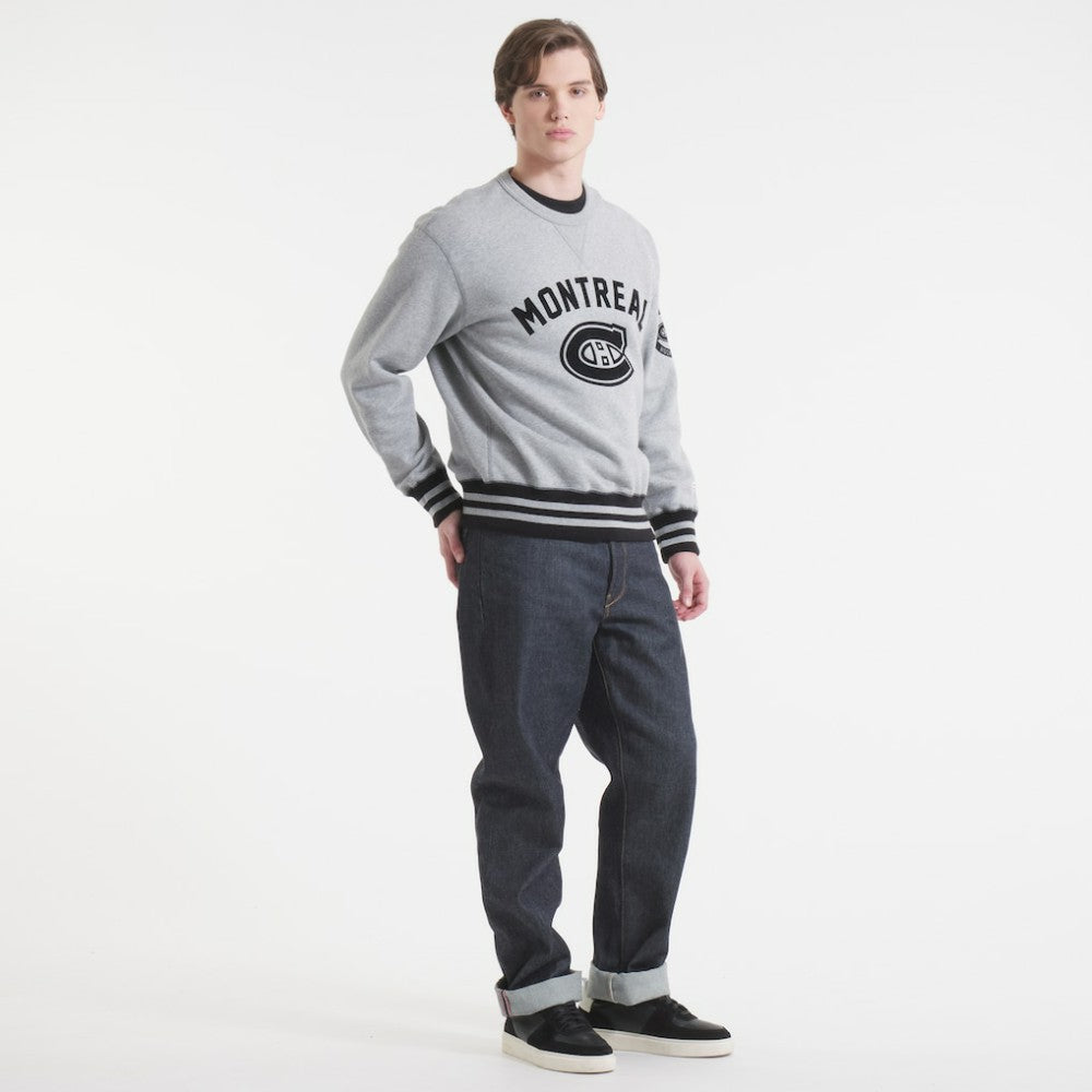 NHL Montreal Canadiens Todd Snyder by Fanatics Relaxed Canadian Fleece Crew - Athletic Heather Gray