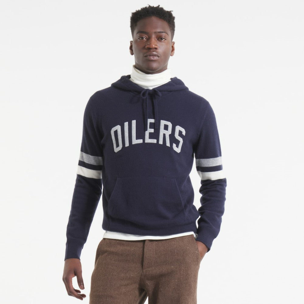 NHL Edmonton Oilers Todd Snyder by Fanatics Cashmere Hooded Sweater - Navy