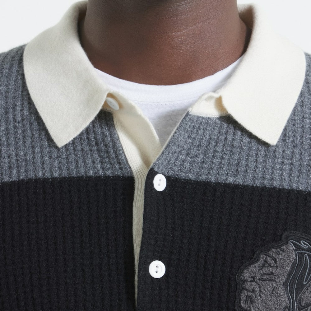 NHL Chicago Blackhawks Todd Snyder by Fanatics Cashmere Rugby Sweater - Dark Heather Gray