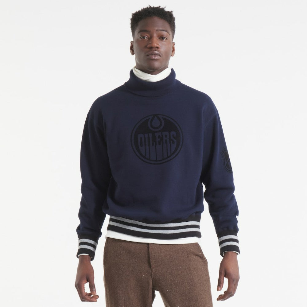 NHL Edmonton Oilers Todd Snyder by Fanatics Relaxed Canadian Fleece Turtleneck - Navy
