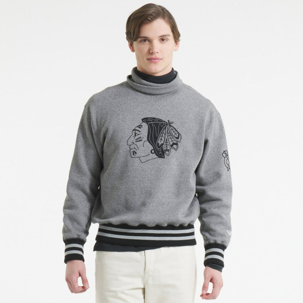NHL Chicago Blackhawks Todd Snyder by Fanatics Relaxed Canadian Fleece Turtleneck - Dark Heather Gray