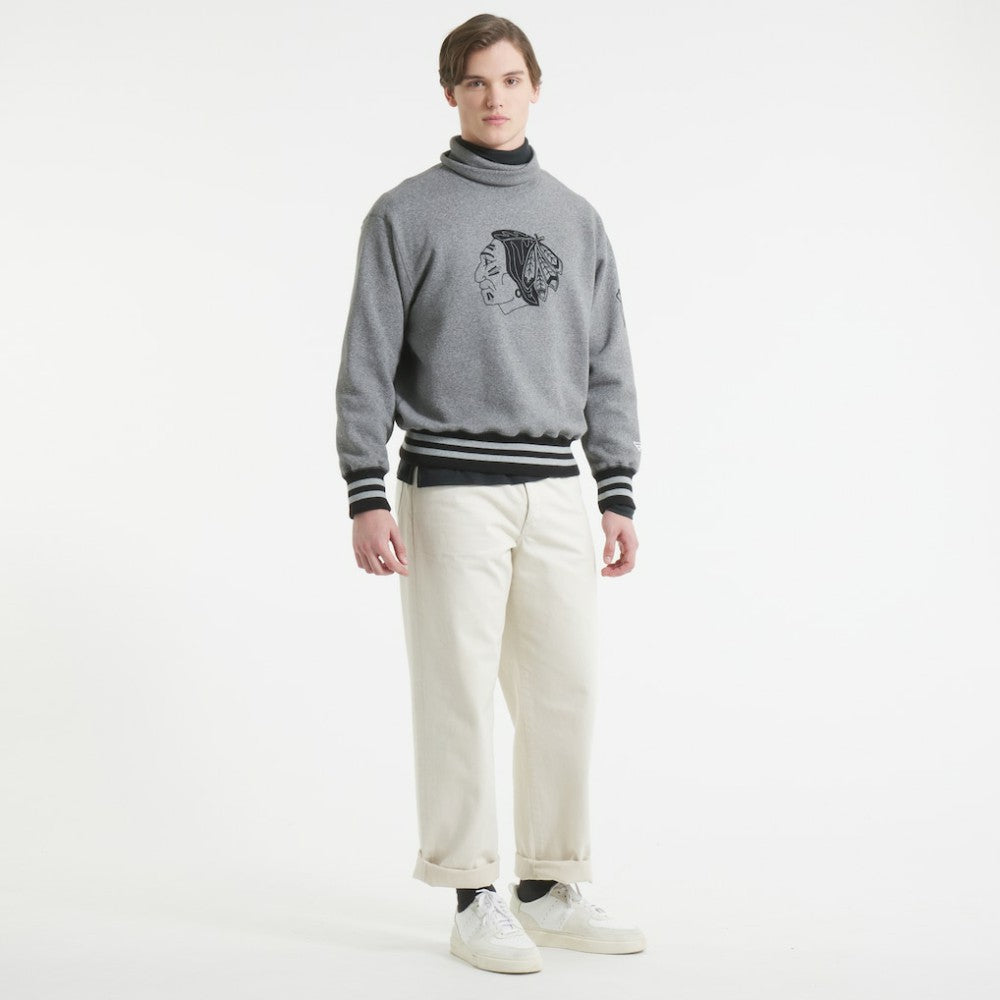 NHL Chicago Blackhawks Todd Snyder by Fanatics Relaxed Canadian Fleece Turtleneck - Dark Heather Gray