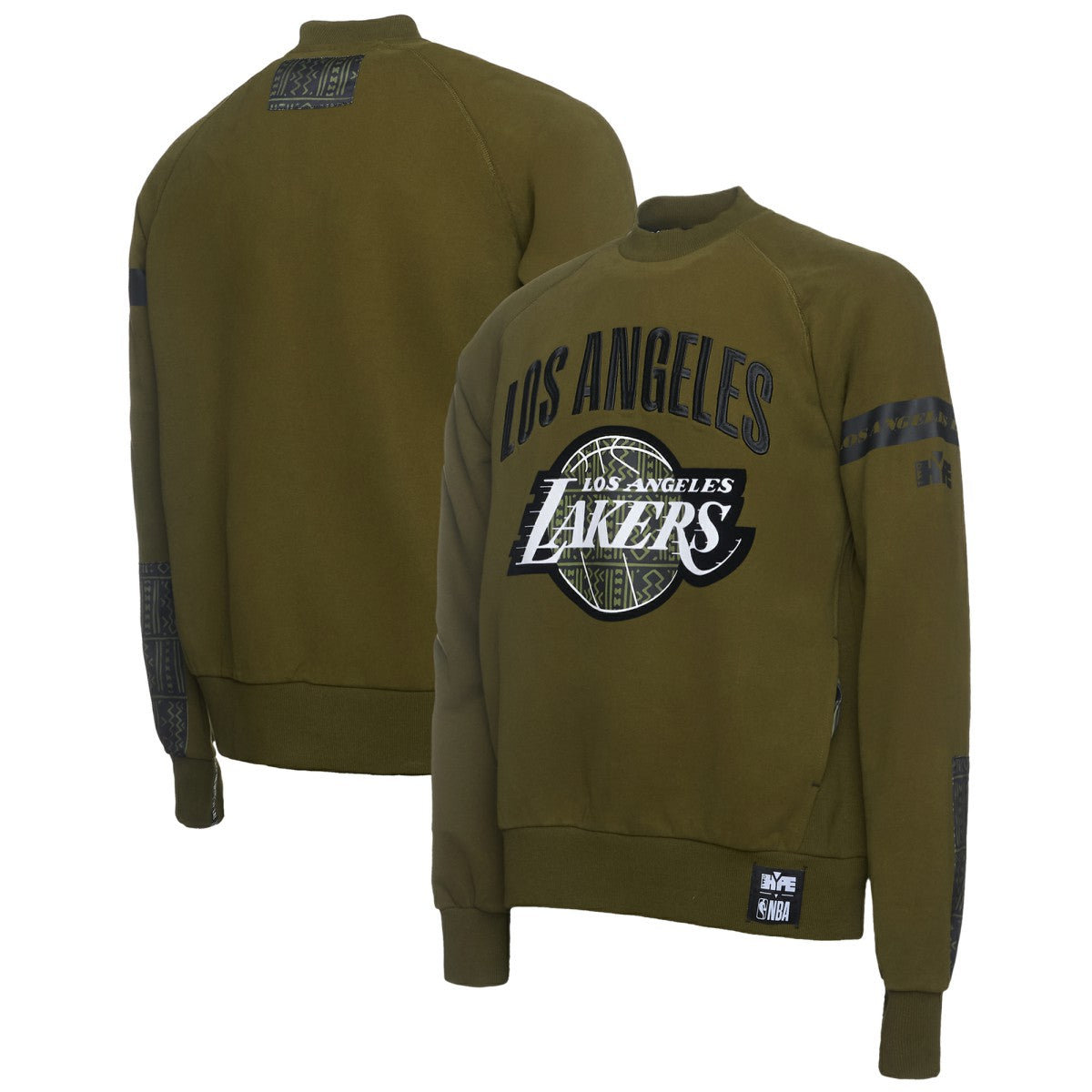 Los Angeles Lakers NBA x Two Hype Culture & Hoops Collection Premium Pullover Sweatshirt - Olive
