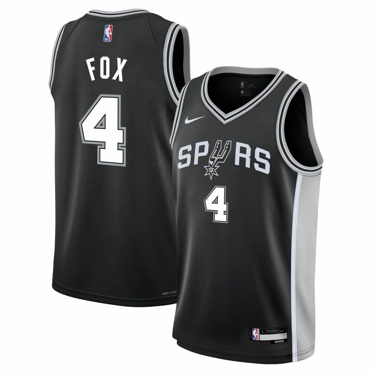De'Aaron Fox San Antonio Spurs Youth Swingman Jersey Icon Edition Black