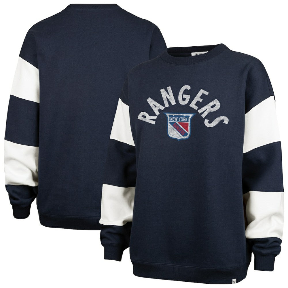 NHL New York Rangers '47 Women's Eephus Barred Pullover Sweatshirt - Navy