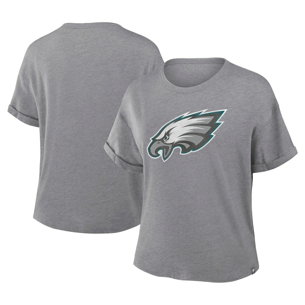 Philadelphia Eagles Women's Tribute Tri-Blend Boxy T-Shirt Heather Gray
