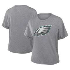 Philadelphia Eagles Women's Tribute Tri-Blend Boxy T-Shirt Heather Gray