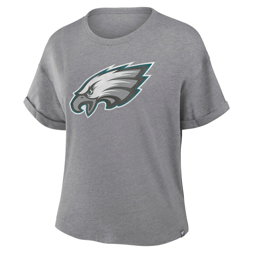 Philadelphia Eagles Women's Tribute Tri-Blend Boxy T-Shirt Heather Gray