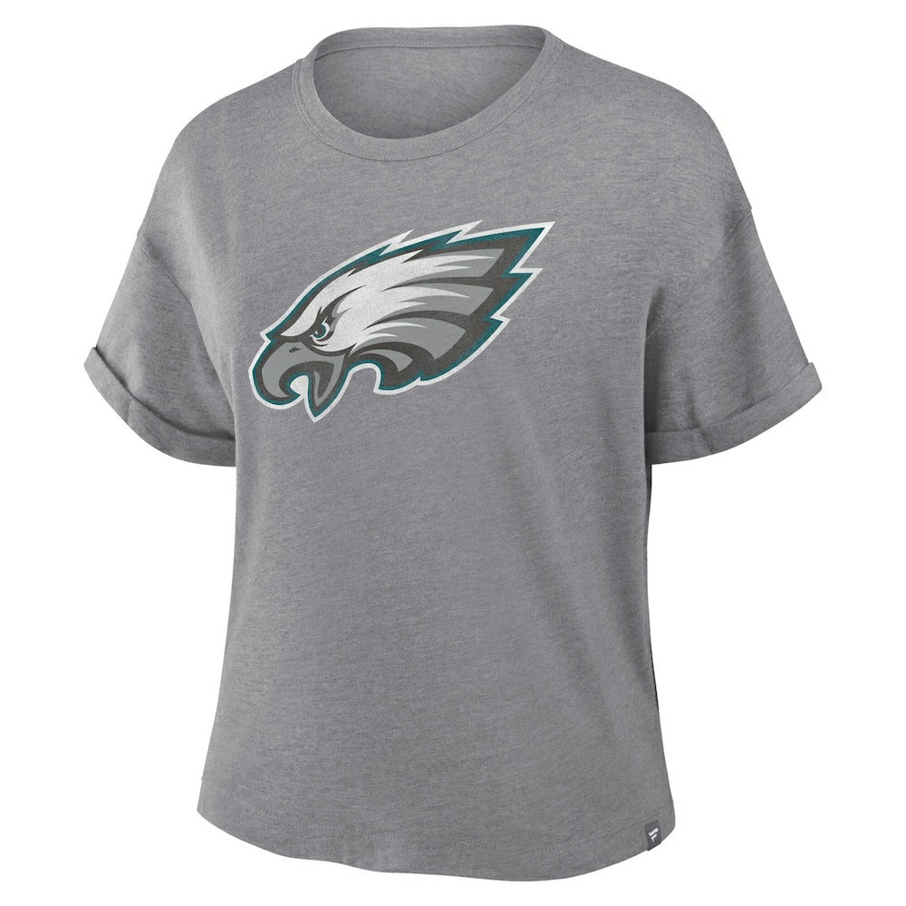 Philadelphia Eagles Women's Tribute Tri-Blend Boxy T-Shirt Heather Gray