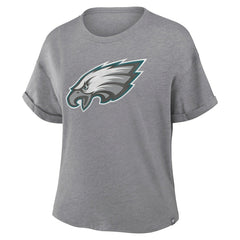 Philadelphia Eagles Women's Tribute Tri-Blend Boxy T-Shirt Heather Gray