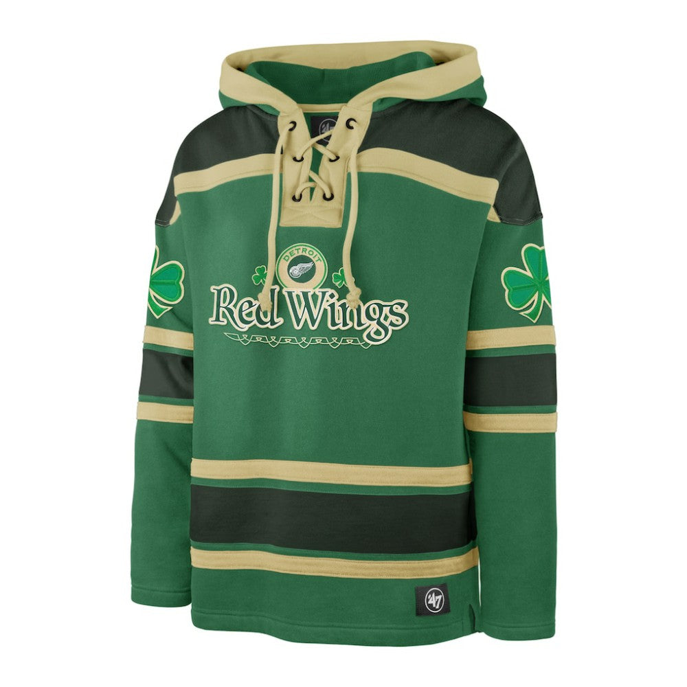 NHL Detroit Red Wings '47 St. Patrick's Day McLucky Superior Lacer Pullover Hoodie - Kelly Green