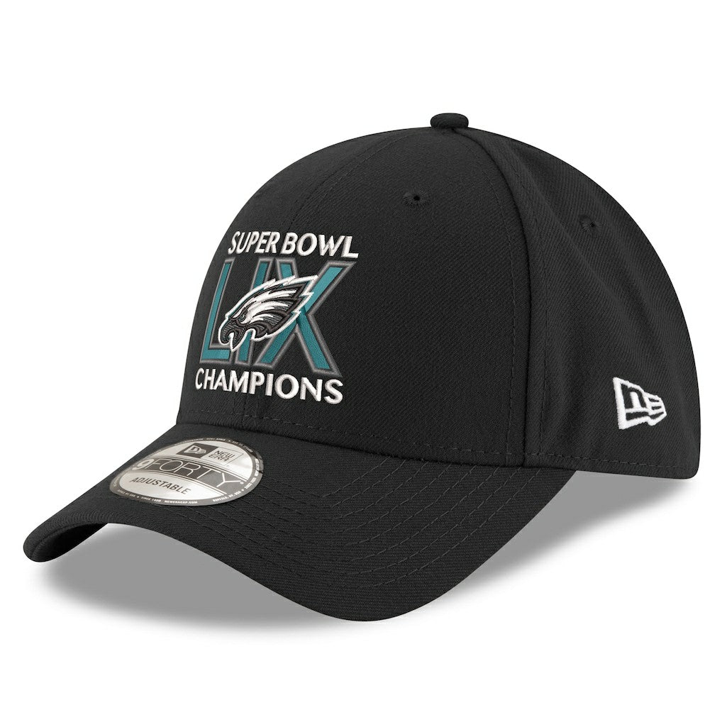 Philadelphia Eagles New Era Super Bowl LIX Champions 9FORTY Adjustable Hat Black