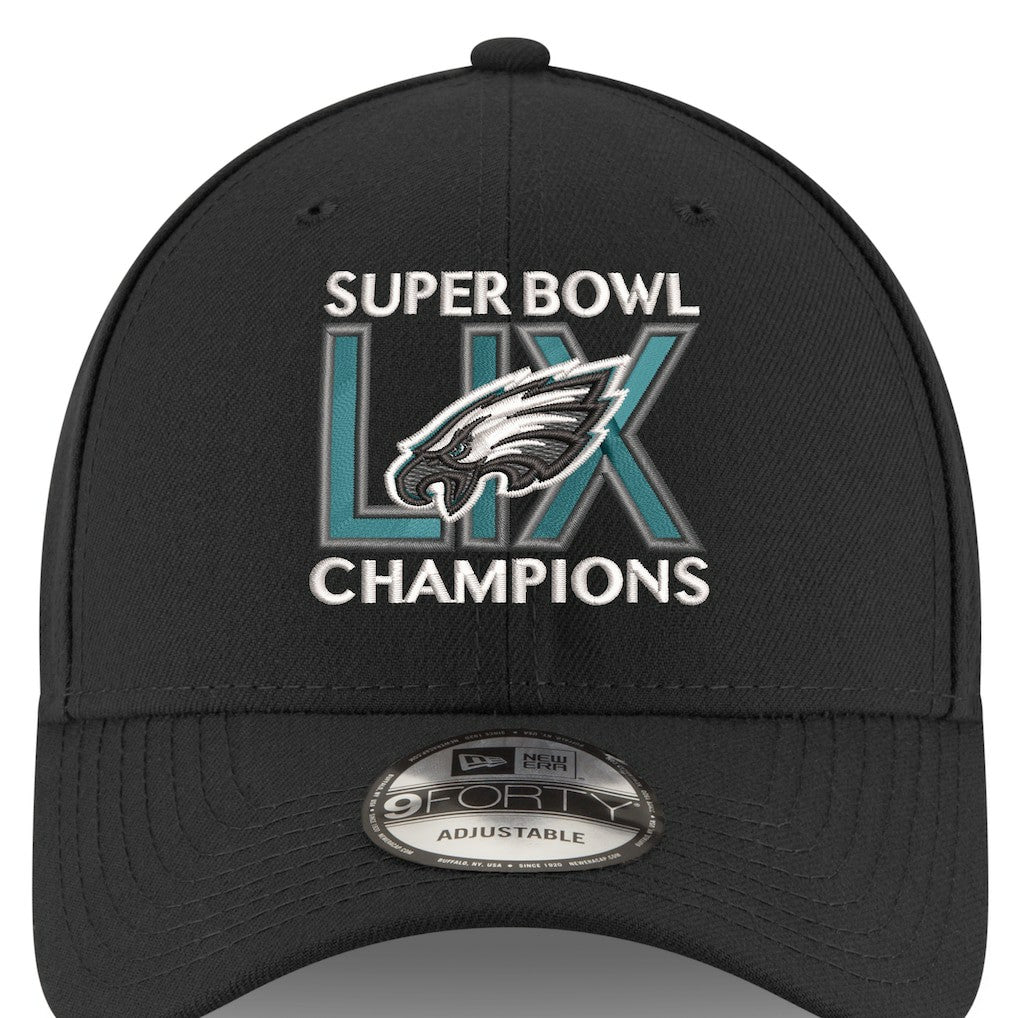 Philadelphia Eagles New Era Super Bowl LIX Champions 9FORTY Adjustable Hat Black