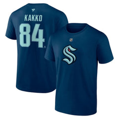 NHL Kaapo Kakko Seattle Kraken Fanatics Authentic Stack Name & Number T-Shirt - Navy