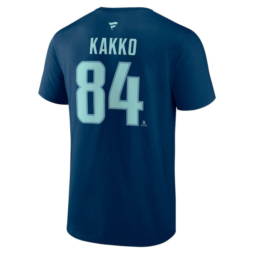 NHL Kaapo Kakko Seattle Kraken Fanatics Authentic Stack Name & Number T-Shirt - Navy