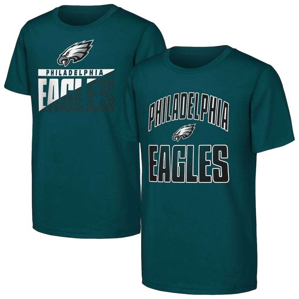 Philadelphia Eagles Outerstuff Youth Never Quit 2-Pack T-Shirt Set Midnight Green