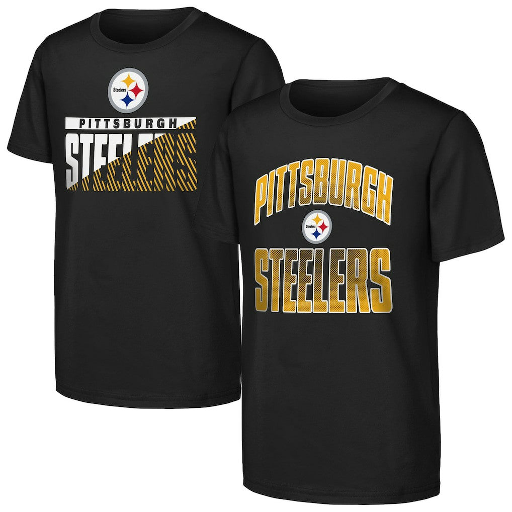 Pittsburgh Steelers Outerstuff Youth Never Quit 2-Pack T-Shirt Set Black