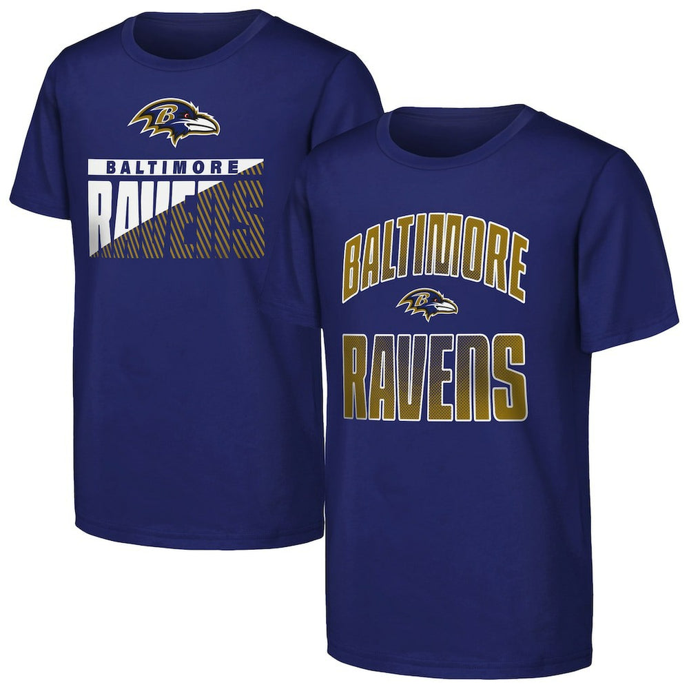 Baltimore Ravens Outerstuff Youth Never Quit 2-Pack T-Shirt Set Purple