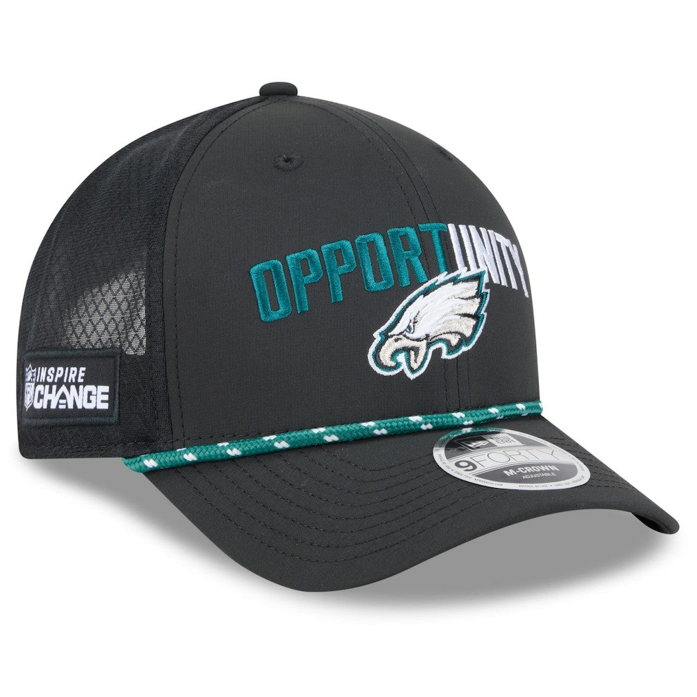 Philadelphia Eagles New Era 2025 Inspire Change 9FORTY M-Crown Adjustable Hat Black