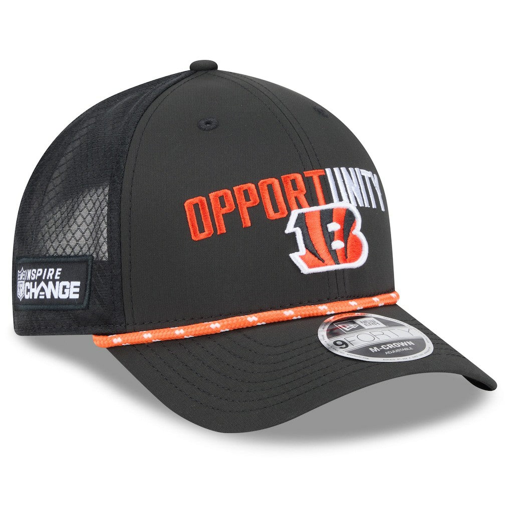 Cincinnati Bengals New Era 2025 Inspire Change 9FORTY M-Crown Adjustable Hat Black