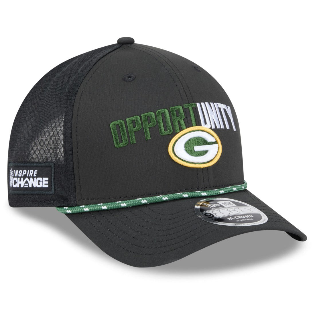 Green Bay Packers New Era 2025 Inspire Change 9FORTY M-Crown Adjustable Hat Black