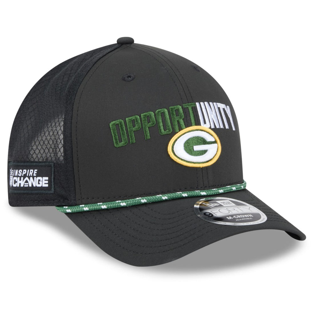 Green Bay Packers New Era 2025 Inspire Change 9FORTY M-Crown Adjustable Hat Black