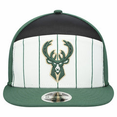 Milwaukee Bucks Youth 2025 NBA Tip Off Split Panel 9FIFTY Snapback Hat White/Hunter Green