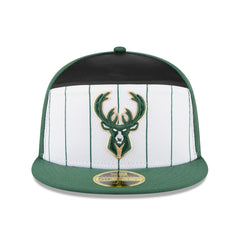 Milwaukee Bucks 2025 NBA Tip Off Split Panel 59FIFTY Fitted Hat White/Hunter Green