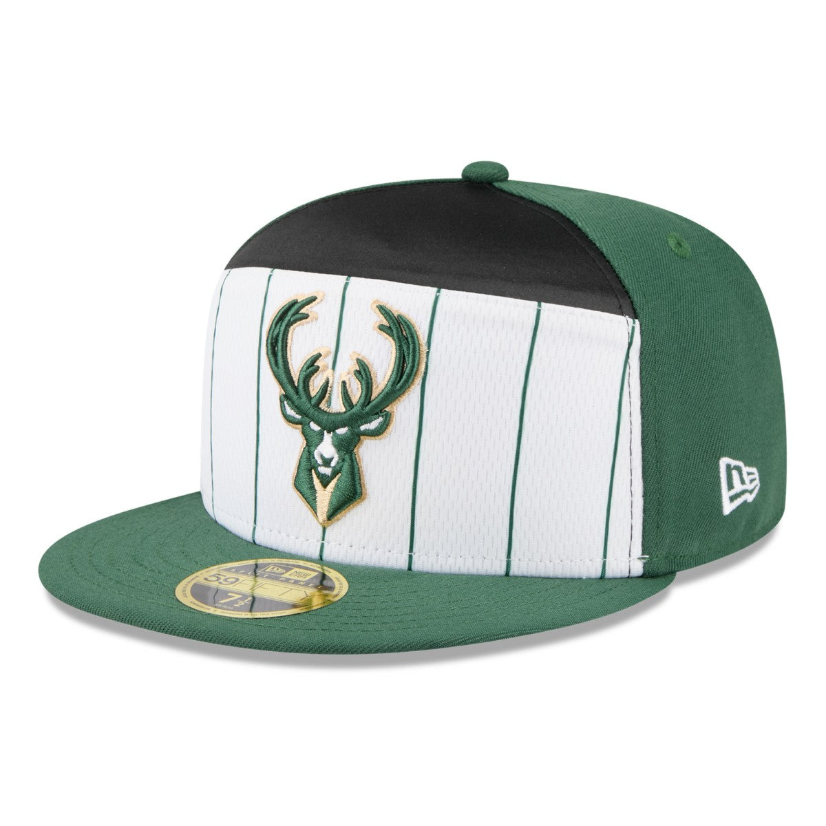 Milwaukee Bucks 2025 NBA Tip Off Split Panel 59FIFTY Fitted Hat White/Hunter Green
