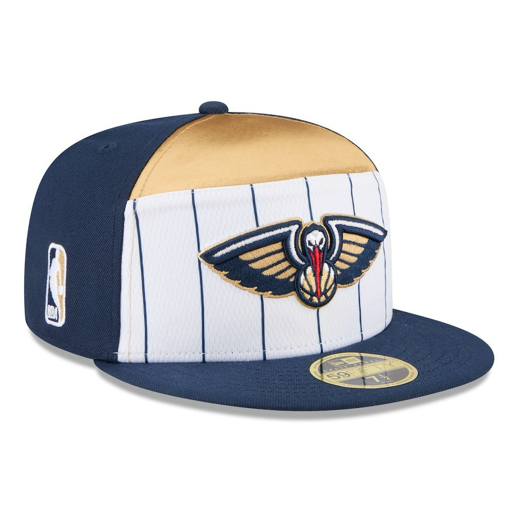 New Orleans Pelicans 2025 NBA Tip Off Split Panel 59FIFTY Fitted Hat White/Navy