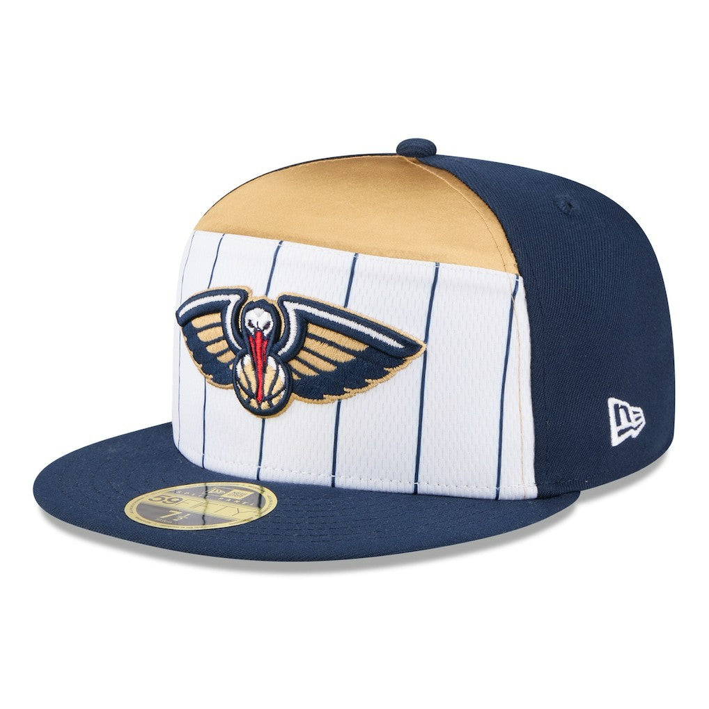 New Orleans Pelicans 2025 NBA Tip Off Split Panel 59FIFTY Fitted Hat White/Navy