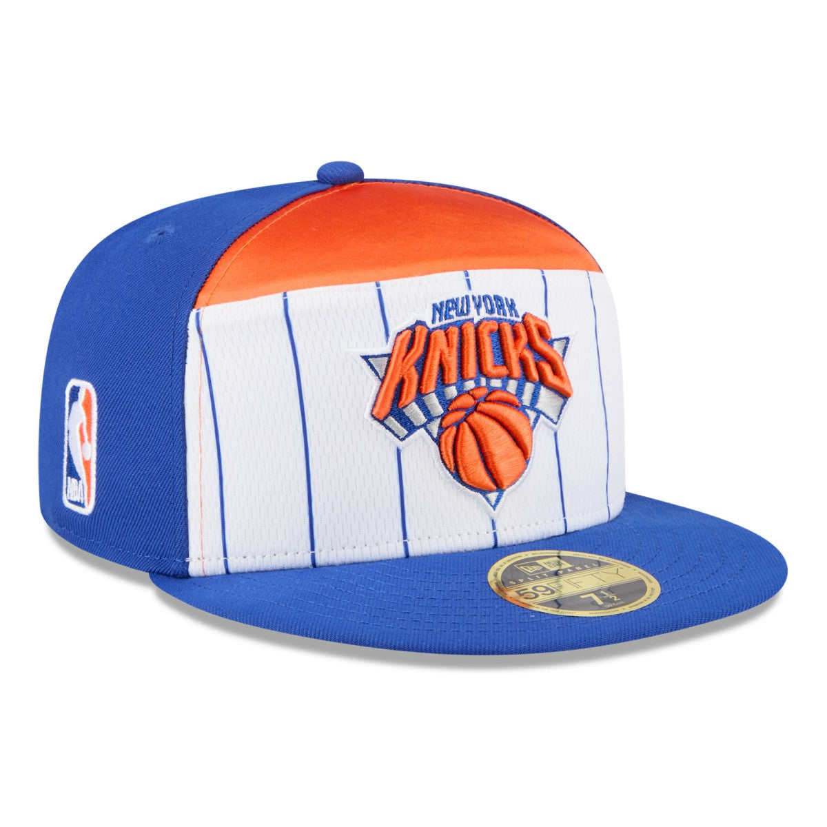 New York Knicks 2025 NBA Tip Off Split Panel 59FIFTY Fitted Hat White/Blue