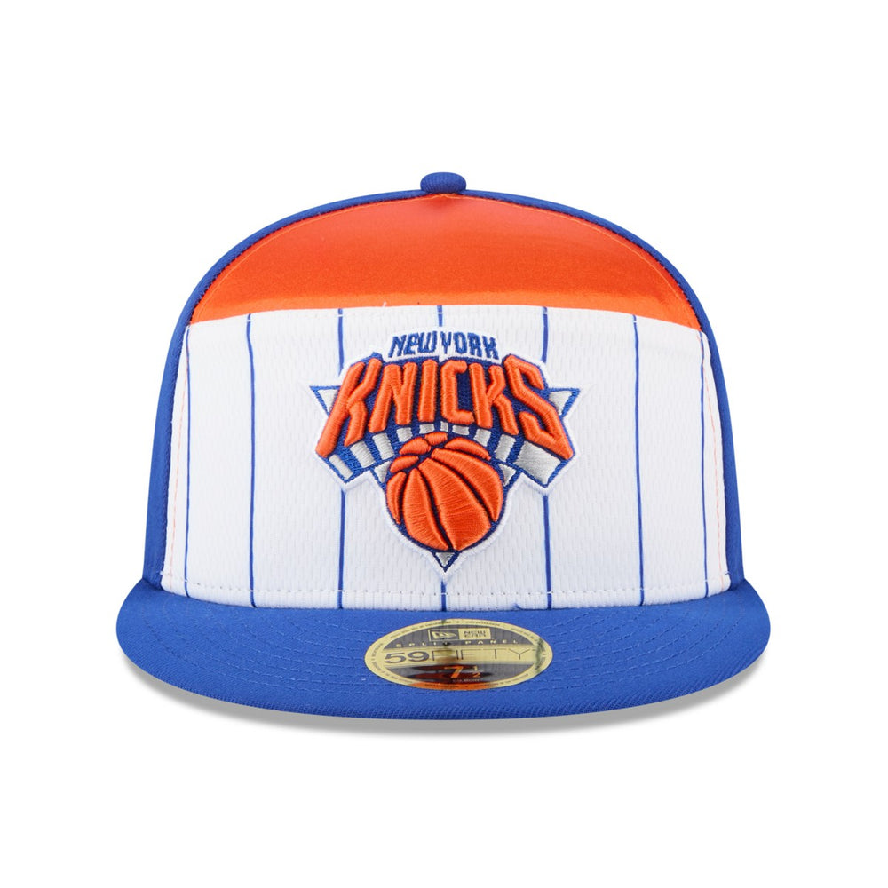 New York Knicks 2025 NBA Tip Off Split Panel 59FIFTY Fitted Hat White/Blue