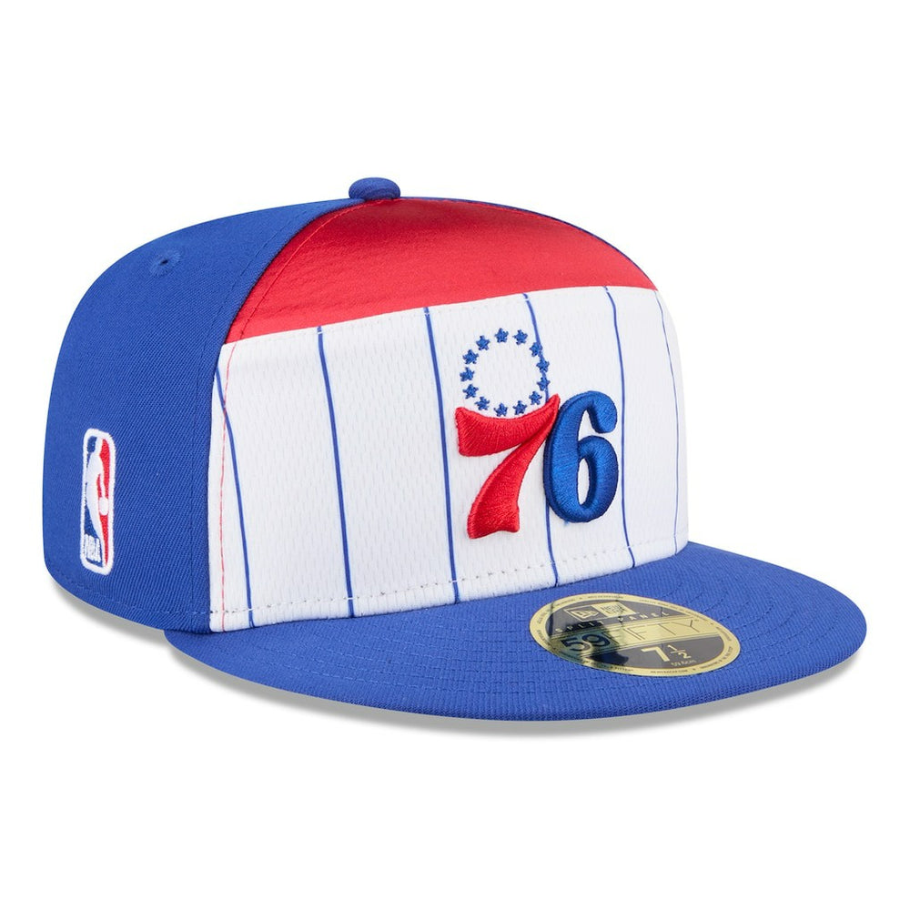 Philadelphia 76ers 2025 NBA Tip Off Split Panel 59FIFTY Fitted Hat White/Royal