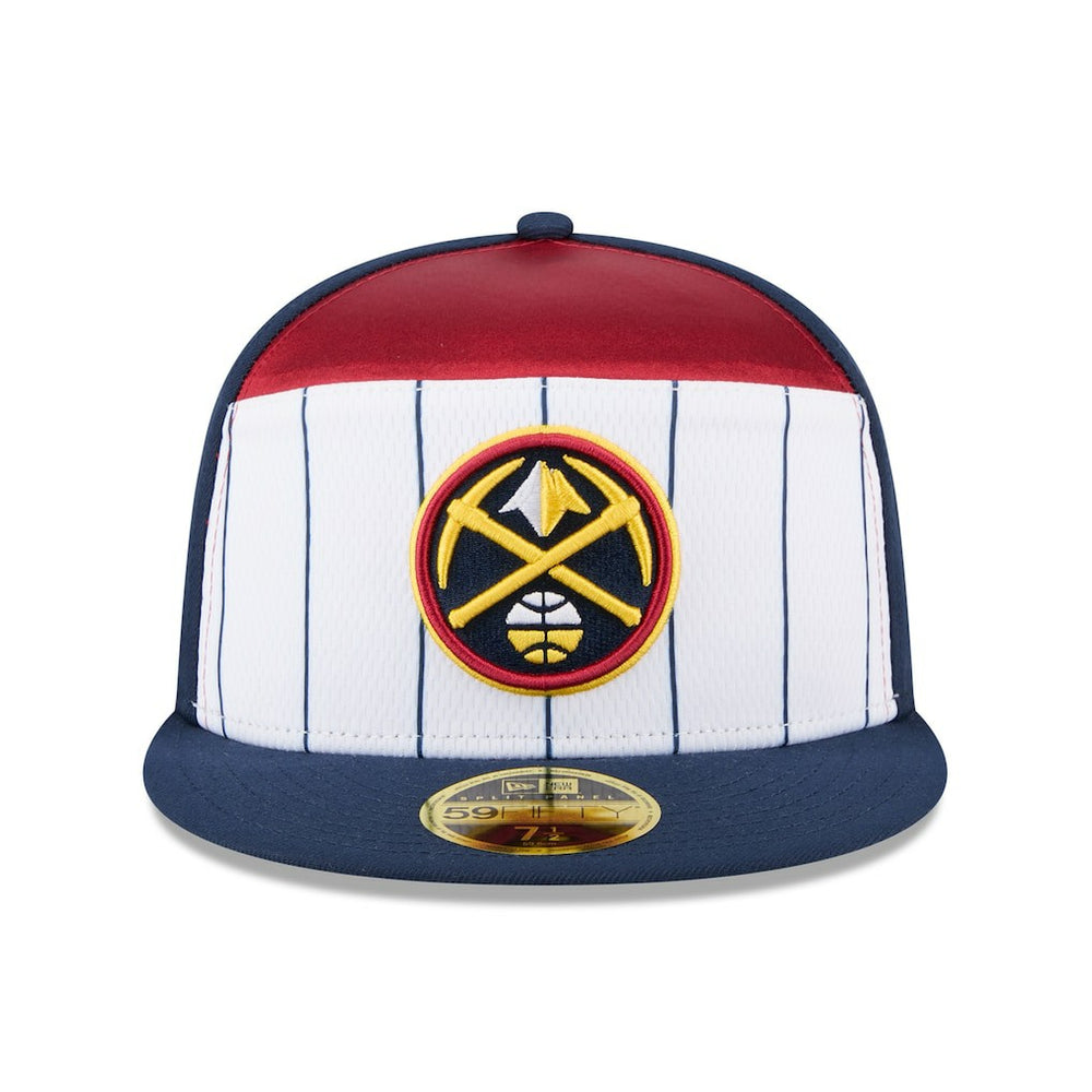 Denver Nuggets 2025 NBA Tip Off Split Panel 59FIFTY Fitted Hat White/Navy