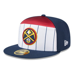 Denver Nuggets 2025 NBA Tip Off Split Panel 59FIFTY Fitted Hat White/Navy