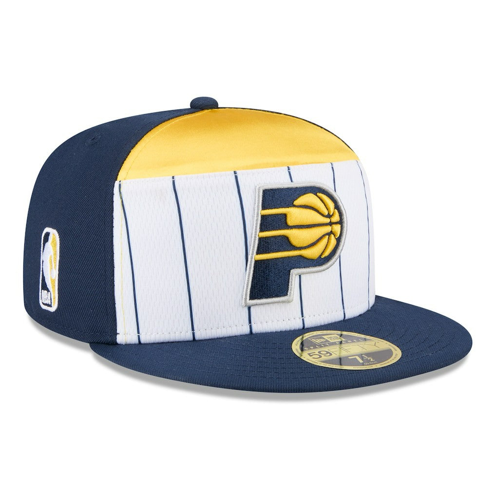 Indiana Pacers 2025 NBA Tip Off Split Panel 59FIFTY Fitted Hat White/Navy