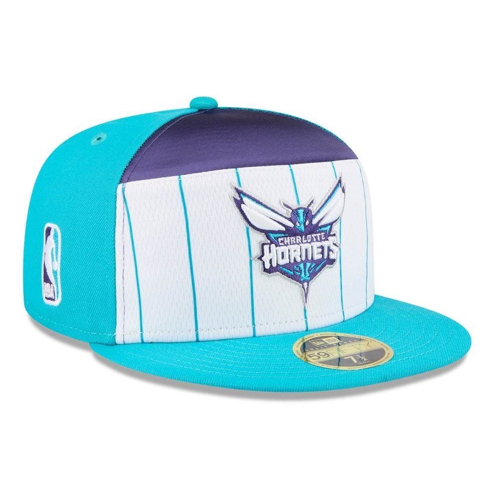 Charlotte Hornets 2025 NBA Tip Off Split Panel 59FIFTY Fitted Hat White/Teal