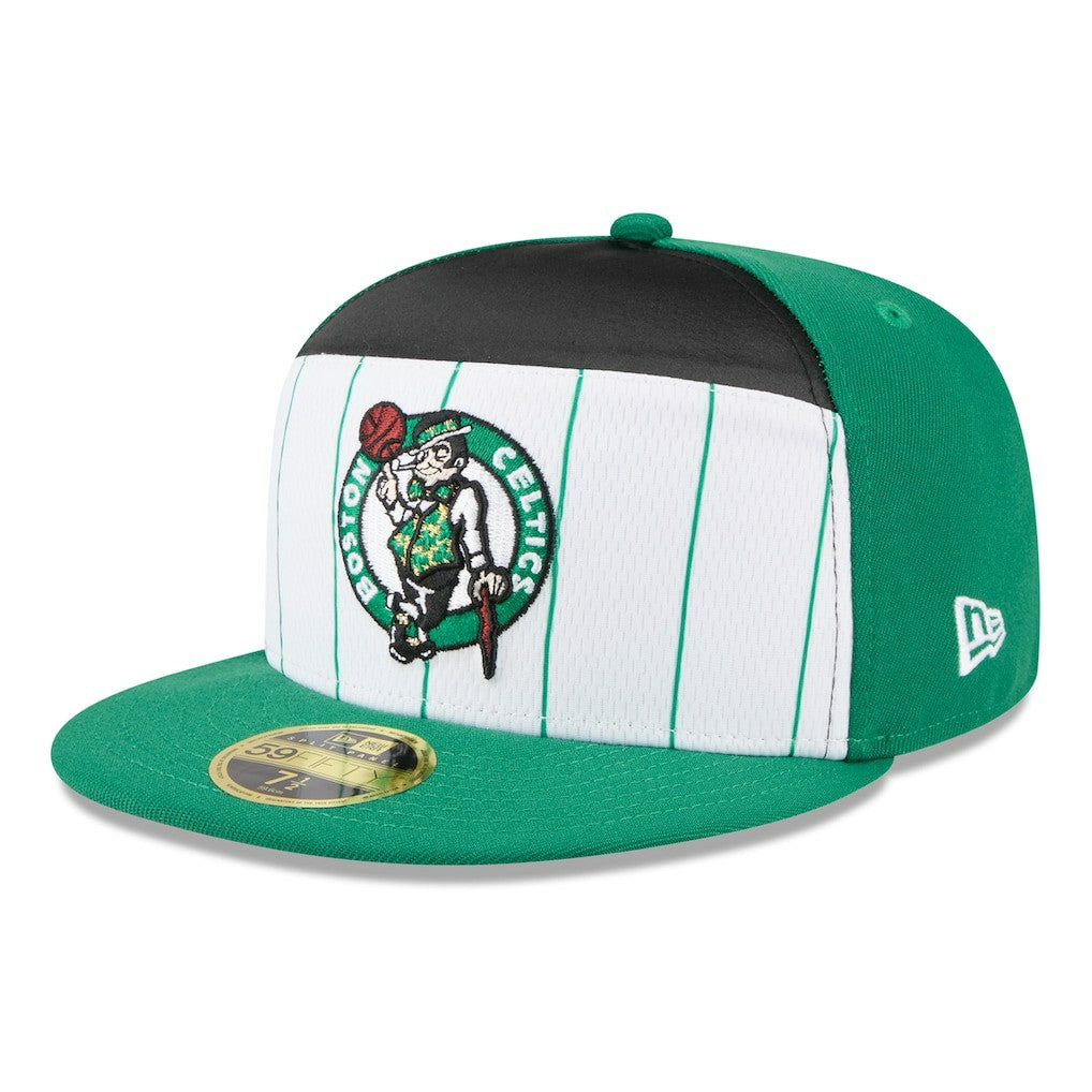 Boston Celtics 2025 NBA Tip Off Split Panel 59FIFTY Fitted Hat White/Kelly Green