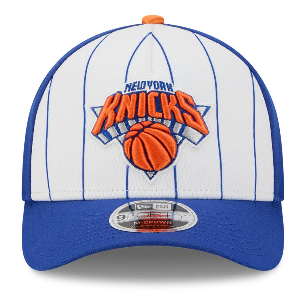 New York Knicks 2025 NBA Tip Off M-Crown A-Frame 9FORTY Adjustable Hat White/Blue