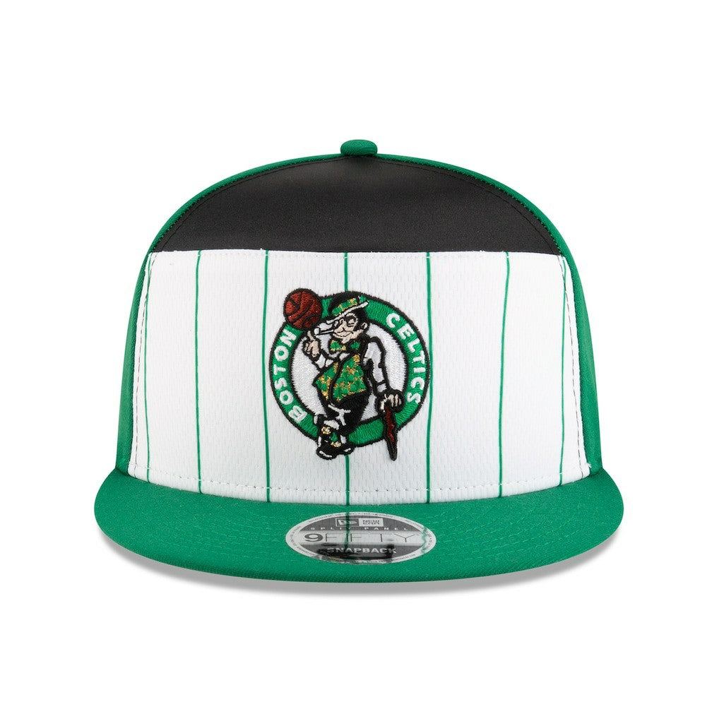 Boston Celtics 2025 NBA Tip Off Split Panel 9FIFTY Snapback Hat White/Kelly Green