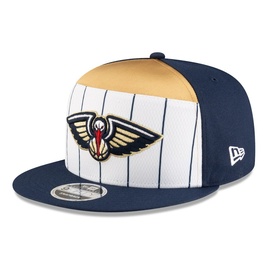New Orleans Pelicans 2025 NBA Tip Off Split Panel 9FIFTY Snapback Hat White/Navy