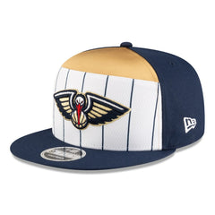 New Orleans Pelicans 2025 NBA Tip Off Split Panel 9FIFTY Snapback Hat White/Navy