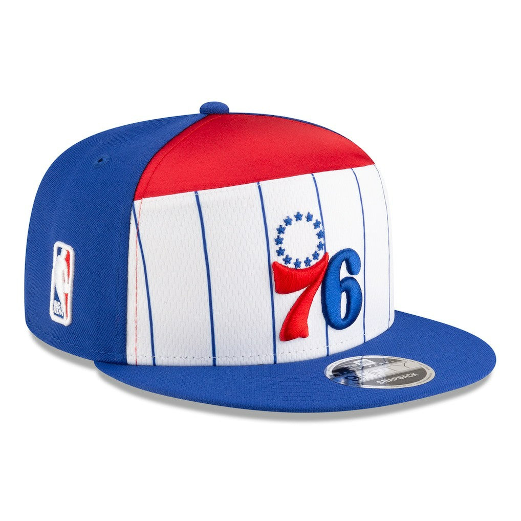 Philadelphia 76ers 2025 NBA Tip Off Split Panel 9FIFTY Snapback Hat White/Blue