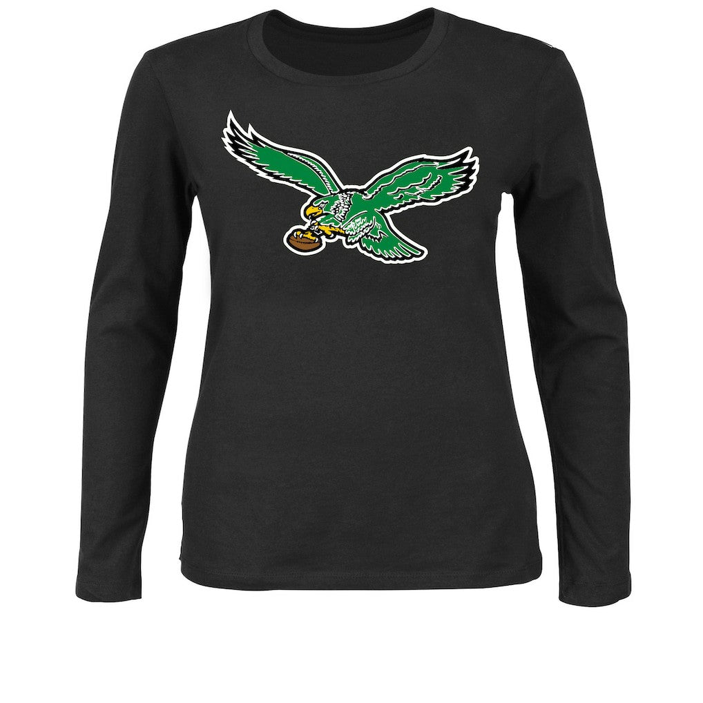 Philadelphia Eagles Women's Plus Size Scoop Neck Long Sleeve T-Shirt Black