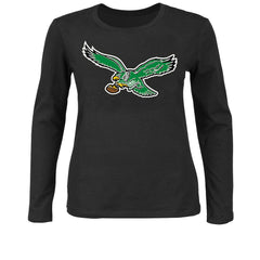 Philadelphia Eagles Women's Plus Size Scoop Neck Long Sleeve T-Shirt Black