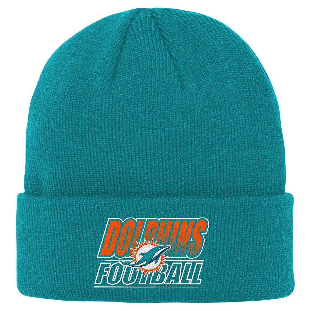 Miami Dolphins Outerstuff Youth Team Gradient Cuffed Knit Hat Aqua