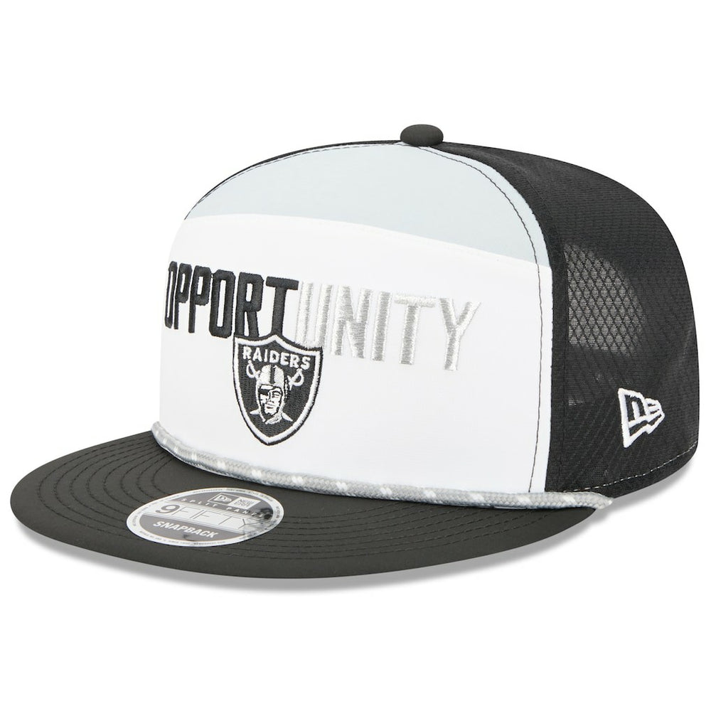 Las Vegas Raiders New Era 2025 Inspire Change Split Panel 9FIFTY Snapback Hat White/Black