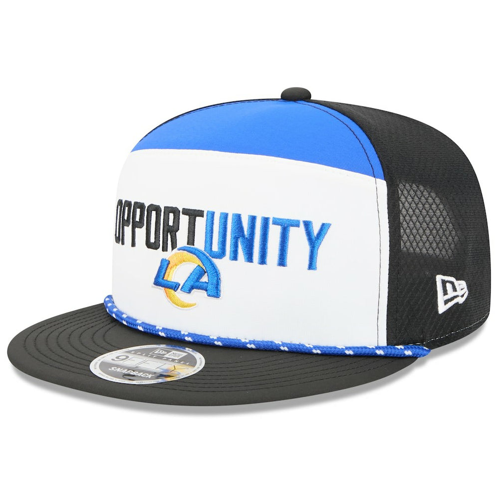 Los Angeles Rams New Era 2025 Inspire Change Split Panel 9FIFTY Snapback Hat White/Black